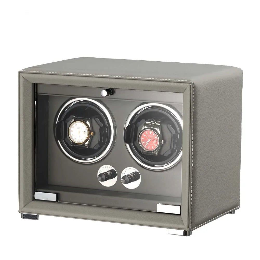 WatchMatic Lustro Leather Watch Winder grey 2slots - WatchMatic
